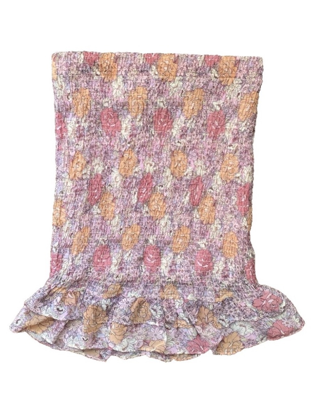 Haute Monde Mini Skirt Ruched Smocked Ditsy Petal Pink Floral Small - Picture 2 of 5